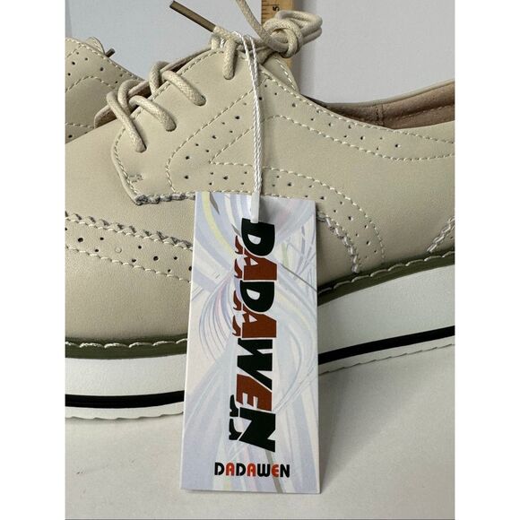 Dadawen Platform Lace Up Oxfords Tan Leather | Women Size 9 - Picture 9 of 13